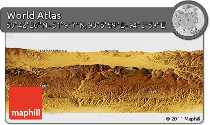 Physical Panoramic Map of the Area around 50° 55' 47" N, 93° 34' 29" E