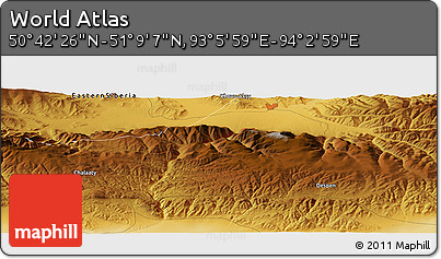 Physical Panoramic Map of the Area around 50° 55' 47" N, 93° 34' 29" E
