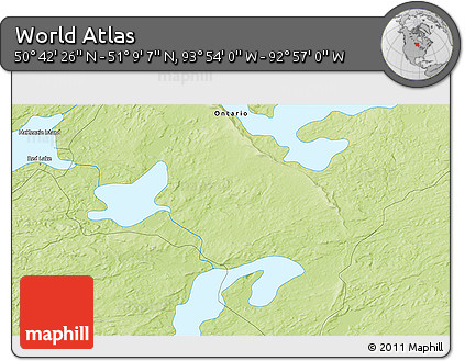 Physical 3D Map of the Area around 50° 55' 47" N, 93° 25' 30" W