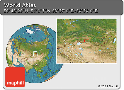 Satellite Location Map of the Area around 50° 55' 47" N, 94° 25' 30" E