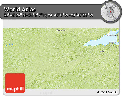Physical 3D Map of the Area around 50° 55' 47" N, 94° 16' 30" W