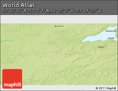 Physical 3D Map of the Area around 50° 55' 47" N, 94° 16' 30" W