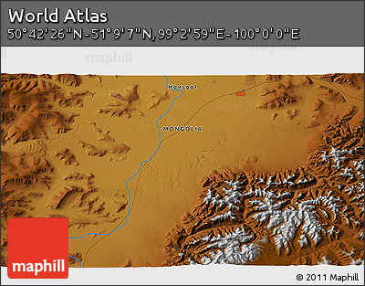 Physical 3D Map of the Area around 50° 55' 47" N, 99° 31' 30" E