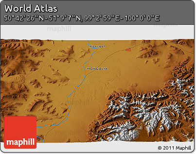 Physical 3D Map of the Area around 50° 55' 47" N, 99° 31' 30" E