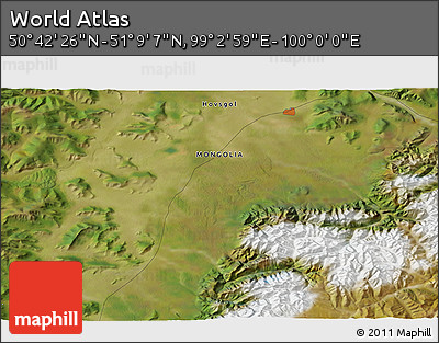 Satellite 3D Map of the Area around 50° 55' 47" N, 99° 31' 30" E