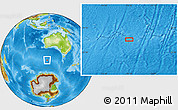 Physical Location Map of the area around 50° 15' 48" S, 118° 13' 29" E