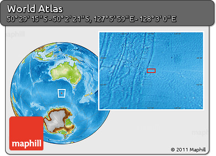 Physical Location Map of the Area around 50° 15' 48" S, 127° 34' 30" E