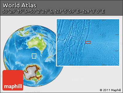 Physical Location Map of the Area around 50° 15' 48" S, 127° 34' 30" E