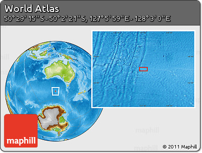 Physical Location Map of the Area around 50° 15' 48" S, 127° 34' 30" E