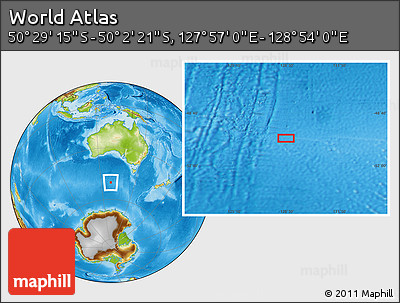 Physical Location Map of the Area around 50° 15' 48" S, 128° 25' 30" E