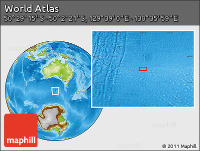 Physical Location Map of the Area around 50° 15' 48" S, 130° 7' 30" E