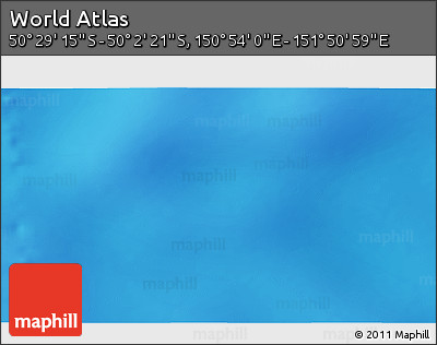 Physical 3D Map of the Area around 50° 15' 48" S, 151° 22' 30" E