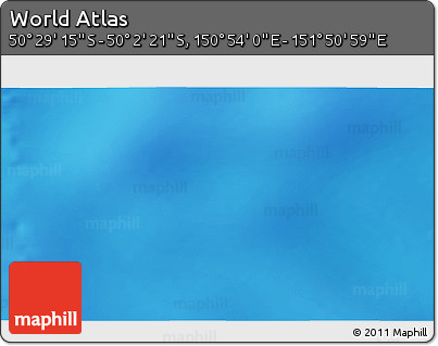 Physical 3D Map of the Area around 50° 15' 48" S, 151° 22' 30" E