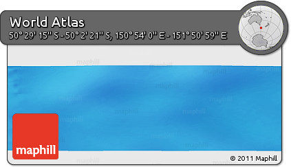 Physical Panoramic Map of the Area around 50° 15' 48" S, 151° 22' 30" E