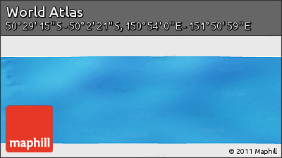 Physical Panoramic Map of the Area around 50° 15' 48" S, 151° 22' 30" E