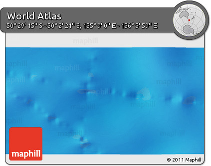 Shaded Relief 3D Map of the Area around 50° 15' 48" S, 155° 37' 30" E