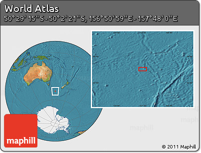 Satellite Location Map of the Area around 50° 15' 48" S, 157° 19' 29" E