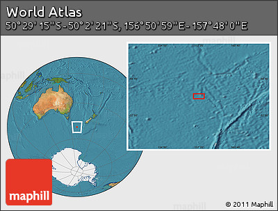 Satellite Location Map of the Area around 50° 15' 48" S, 157° 19' 29" E