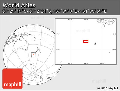 Blank Location Map of the Area around 50° 15' 48" S, 164° 7' 30" E