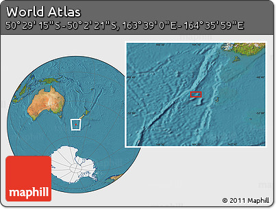 Satellite Location Map of the Area around 50° 15' 48" S, 164° 7' 30" E