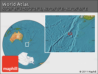 Satellite Location Map of the Area around 50° 15' 48" S, 164° 7' 30" E