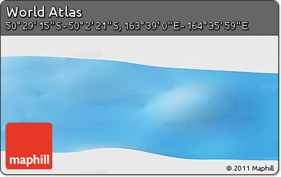 Physical Panoramic Map of the Area around 50° 15' 48" S, 164° 7' 30" E