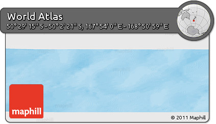 Physical Panoramic Map of the Area around 50° 15' 48" S, 168° 22' 30" E