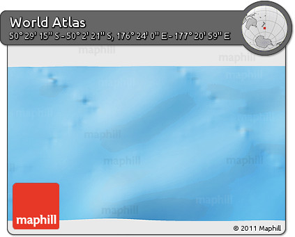 Physical 3D Map of the Area around 50° 15' 48" S, 176° 52' 30" E