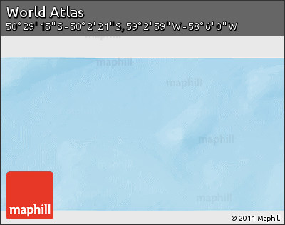Physical 3D Map of the Area around 50° 15' 48" S, 58° 34' 30" W