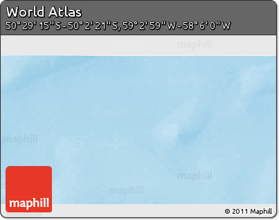 Physical 3D Map of the Area around 50° 15' 48" S, 58° 34' 30" W