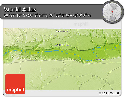 Physical 3D Map of the Area around 50° 15' 48" S, 70° 28' 29" W