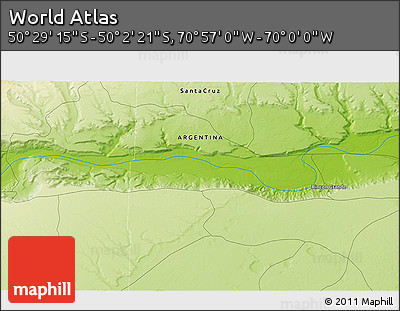 Physical 3D Map of the Area around 50° 15' 48" S, 70° 28' 29" W