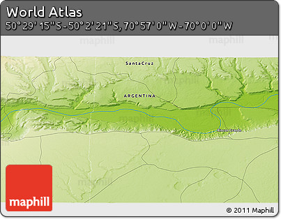Physical 3D Map of the Area around 50° 15' 48" S, 70° 28' 29" W