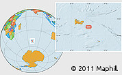 Political Location Map of the area around 50° 15' 48" S, 71° 28' 29" E