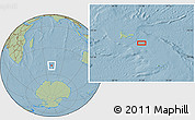 Savanna Style Location Map of the area around 50° 15' 48" S, 71° 28' 29" E, hill shading