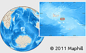 Shaded Relief Location Map of the area around 50° 15' 48" S, 71° 28' 29" E