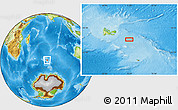 Physical Location Map of the area around 50° 15' 48" S, 72° 19' 29" E