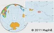 Political Location Map of the area around 50° 15' 48" S, 73° 10' 30" E