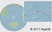Savanna Style Location Map of the area around 50° 15' 48" S, 73° 10' 30" E, hill shading