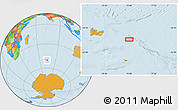 Political Location Map of the area around 50° 15' 48" S, 74° 1' 30" E