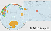 Political Location Map of the area around 50° 15' 48" S, 74° 52' 30" E