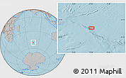 Gray Location Map of the area around 50° 15' 48" S, 75° 43' 29" E, hill shading