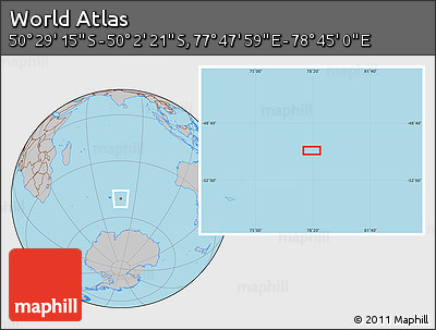 Gray Location Map of the Area around 50° 15' 48" S, 78° 16' 30" E