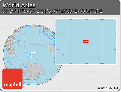 Gray Location Map of the Area around 50° 15' 48" S, 78° 16' 30" E