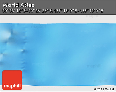 Physical 3D Map of the Area around 50° 39' 49" S, 137° 46' 30" E
