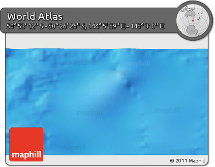 Physical 3D Map of the Area around 50° 39' 49" S, 144° 34' 29" E