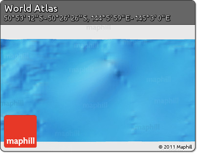 Physical 3D Map of the Area around 50° 39' 49" S, 144° 34' 29" E