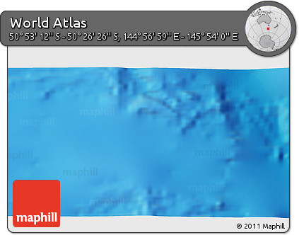 Shaded Relief 3D Map of the Area around 50° 39' 49" S, 145° 25' 30" E