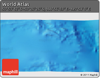 Shaded Relief 3D Map of the Area around 50° 39' 49" S, 145° 25' 30" E