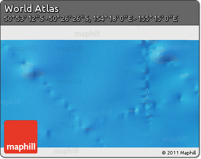 Physical 3D Map of the Area around 50° 39' 49" S, 154° 46' 30" E